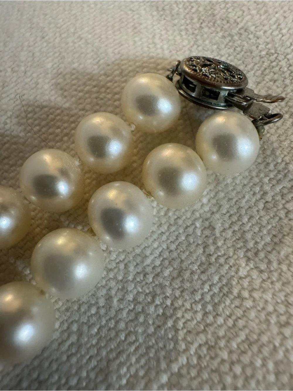 💲💲Genuine Round Pearl Individually Strung Short Necklace 17”